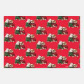 セーター姿のクリスマスブルドッグ ラッピングペーパーシート (正面)