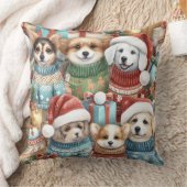 セーター姿の水彩可愛い犬 クッション (ブランケット)