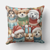 セーター姿の水彩可愛い犬 クッション (裏面)