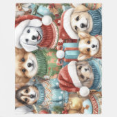 セーター姿の水彩可愛い犬 フリースブランケット (正面)