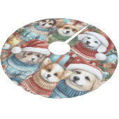 セーター姿の水彩可愛い犬 ブラッシュドポリエステルツリースカート (アングル)