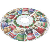 セーター姿の水彩可愛い犬 ブラッシュドポリエステルツリースカート (アングル)