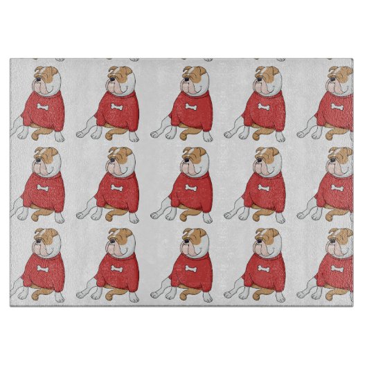 セーター漫画のブルドッグチリン カッティングボード (正面)