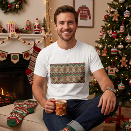 セーター編みのジンジャーブレッドマンクリスマスパターン Tシャツ