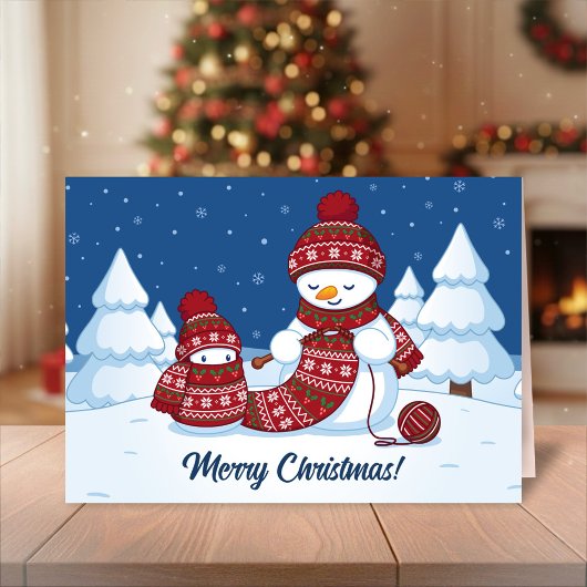 セーター編む雪だるま クリスマスマフラー シーズンカード