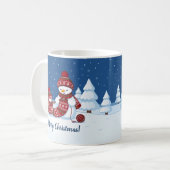 セーター編む雪だるま クリスマス マフラー コーヒーマグカップ (正面左)