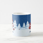 セーター編む雪だるま クリスマス マフラー コーヒーマグカップ (中央)