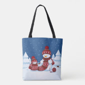 セーター編む雪だるま クリスマス マフラー トートバッグ (裏面)