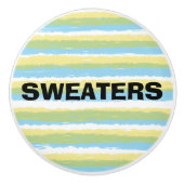 セーター青い黄色の水の色のストライプ セラミックノブ (正面)