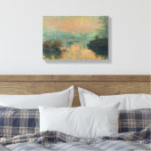 セーヌの冬の効果に夕日 – Claude Monet キャンバスプリント (インサイチュ (寝室))