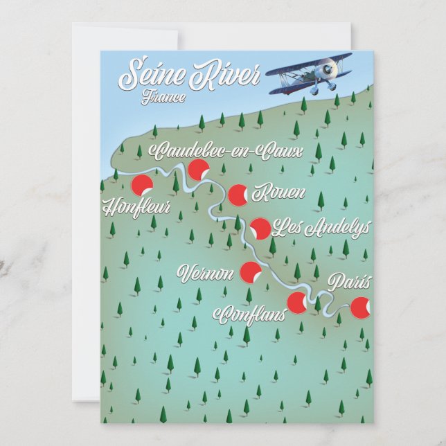 セーヌリバーフランスのヴィンテージの地図 (正面)