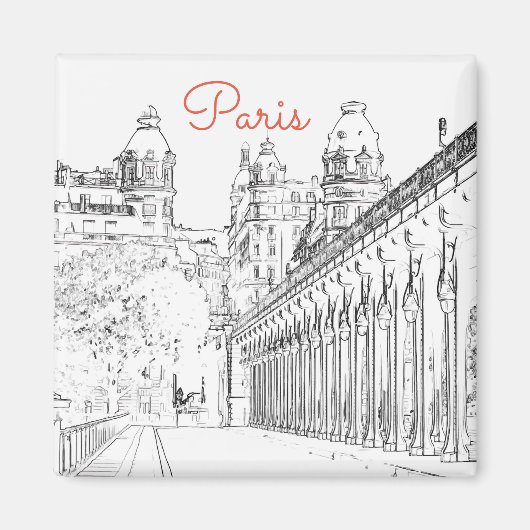 セーヌ川の上のポン・ド・ビル・ヘイキム – パリ，フランス マグネット (正面)