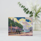 セーヌ川の土手で | Henry Lyman Saien ポストカード (スタンド正面)