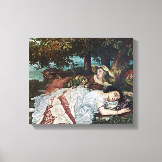 セーヌ川の土手に住む若い女性たち（夏） キャンバスプリント (正面)