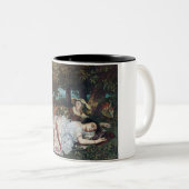 セーヌ川の土手に住む若い女性たち（夏） ツートーンマグカップ (正面右)