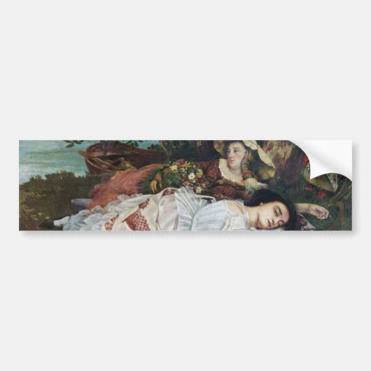 セーヌ川の土手に住む若い女性たち（夏） バンパーステッカー (正面)