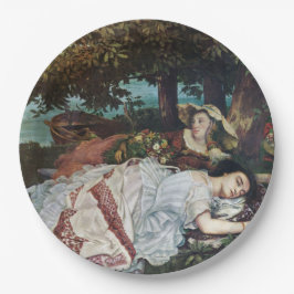 セーヌ川の土手に住む若い女性たち（夏） ペーパープレート