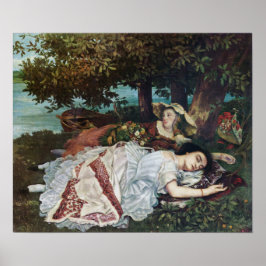 セーヌ川の土手に住む若い女性たち（夏） ポスター