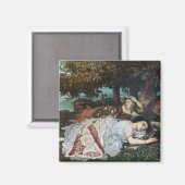 セーヌ川の土手に住む若い女性たち（夏） マグネット (正面/裏面)