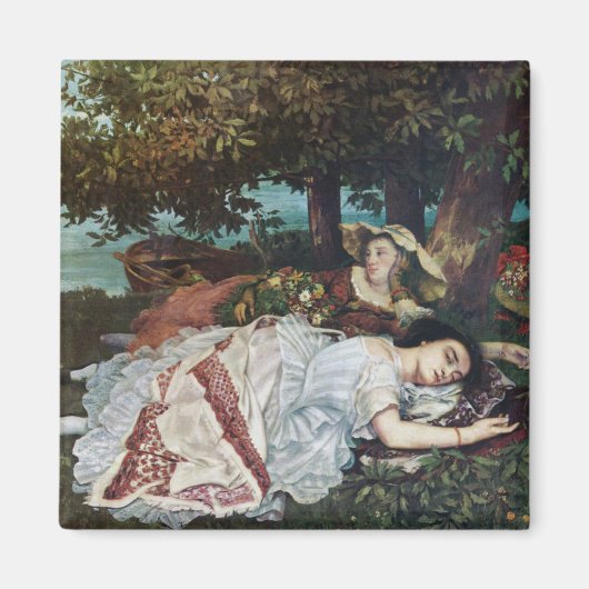 セーヌ川の土手に住む若い女性たち（夏） マグネット (正面)