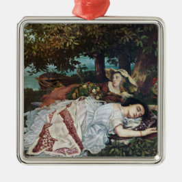 セーヌ川の土手に住む若い女性たち（夏） メタルオーナメント
