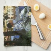 セーヌ川の土手、クロード・モネによるベヌコート キッチンタオル (四つ折り)