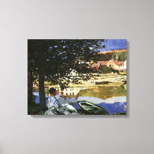 セーヌ川の土手、クロード・モネによるベヌコート キャンバスプリント (正面)