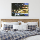 セーヌ川の土手、クロード・モネによるベヌコート キャンバスプリント (インサイチュ (寝室))