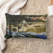 セーヌ川の土手、クロード・モネによるベヌコート ランバークッション (ブランケット)