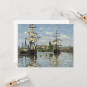 セーヌ川の旅アート上のクロード・モネ船 カード (正面/裏面インサイチュ)