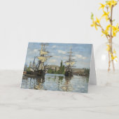 セーヌ川の旅アート上のクロード・モネ船 カード (黄色い花)