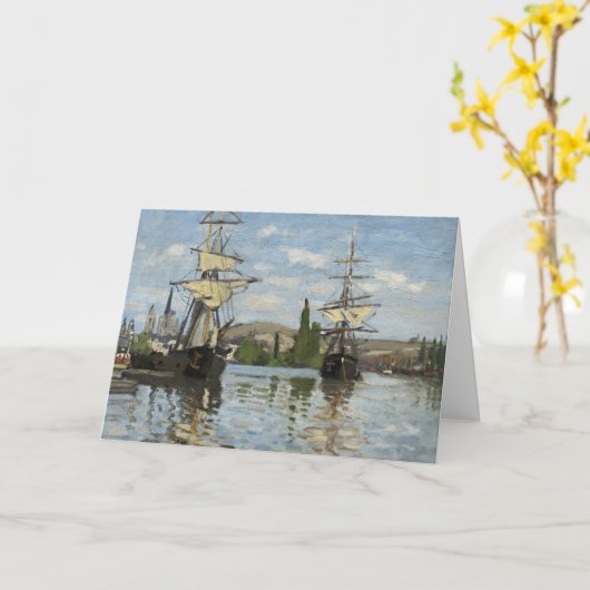 セーヌ川の旅アート上のクロード・モネ船 カード (黄色い花)