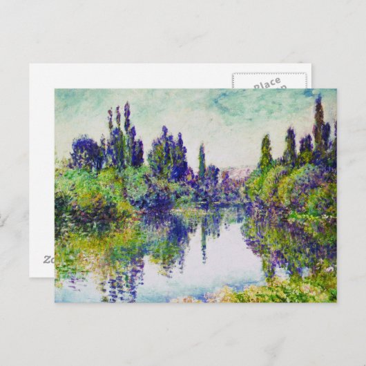 セーヌ川の朝、ヴェテウイル・クロード・モネの近く ポストカード (正面/裏面)