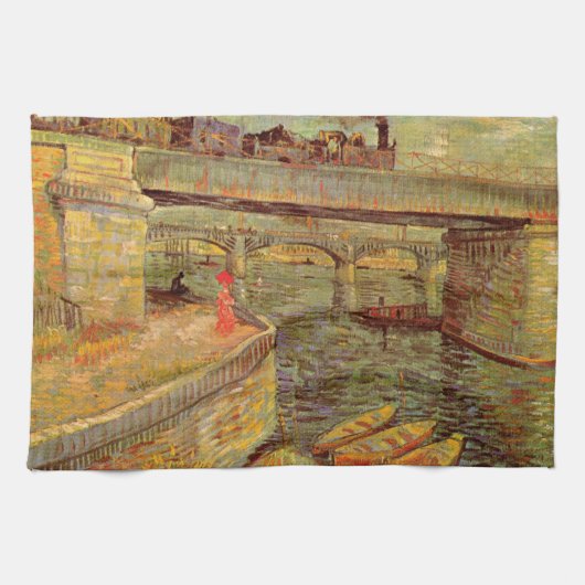 セーヌ川の橋、アニエール(Vincent van Gogh) キッチンタオル (横)