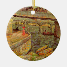 セーヌ川の橋、アニエール（Vincent van Gogh） セラミックオーナメント