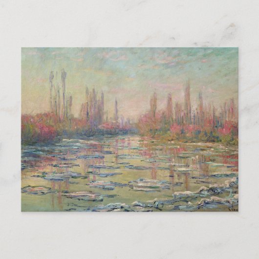 セーヌ川の雪解け，ヴェテウイルの近く， 1880 ポストカード (正面)