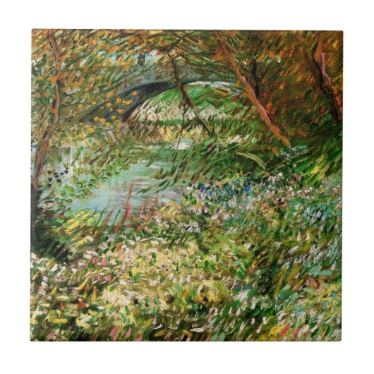 セーヌ川岸、クリシー橋 by ヴィンセント・ヴァン・ゴッホ タイル (正面)