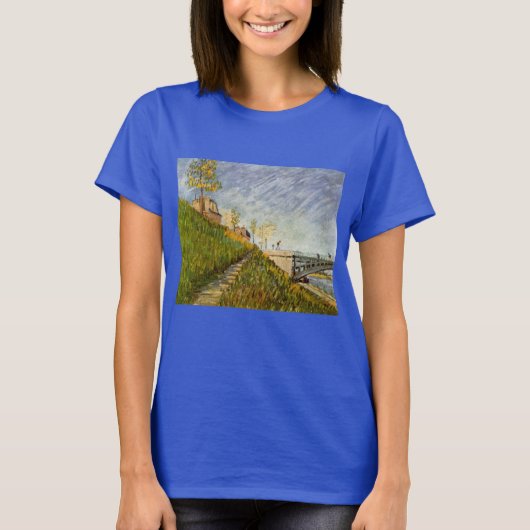 セーヌ川岸、クリシー橋 by ヴィンセント・ヴァン・ゴッホ tシャツ (正面)