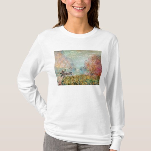 セーヌ河のクロード・モネ|のボートのスタジオ Tシャツ (正面)