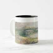 セーヌ河、パリ(キャンバスの油)の眺め ツートーンマグカップ (正面左)