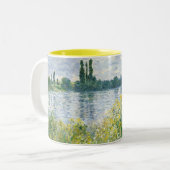 セーヌ河、Vetheuil 1880年のクロード・モネ|銀行 ツートーンマグカップ (正面左)