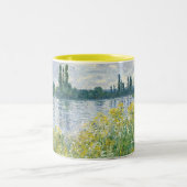 セーヌ河、Vetheuil 1880年のクロード・モネ|銀行 ツートーンマグカップ (中央)