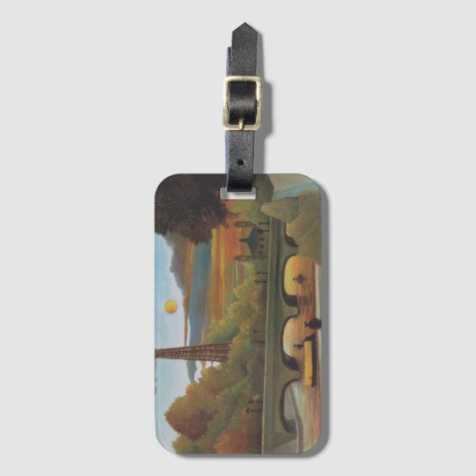 セーヌ&エッフェルタワーアットサンセットバイアンリ・ルソー ラゲッジタグ (正面縦)