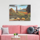 セーヌ&エッフェルタワーin the Sunset （パリ、フランス） キャンバスプリント (インサイチュ (リビング))