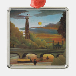 セーヌ&エッフェルタワーin the Sunset （パリ、フランス） メタルオーナメント