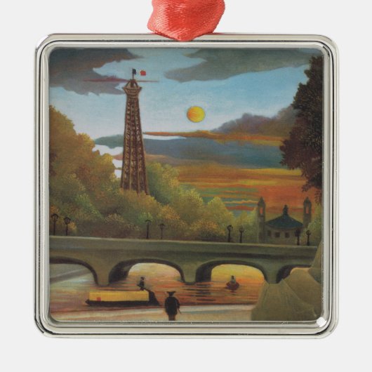 セーヌ&エッフェルタワーin the Sunset （パリ、フランス） メタルオーナメント (正面)