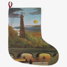 セーヌ&エッフェルタワーin the Sunset （パリ、フランス） ラージクリスマスストッキング