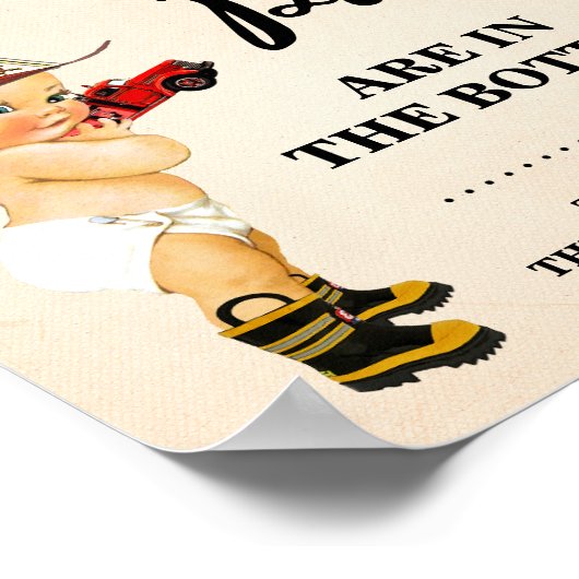 セーフティピンゲーム消防士ベビーシャワー ポスター (角)