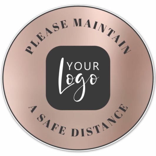 セーフディスタンスバラ金ゴールドあなたのロゴフロア シール (正面)
