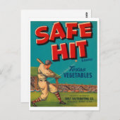 セーフヒットヴィンテージクレートラベル – 野球 ポストカード (正面/裏面)